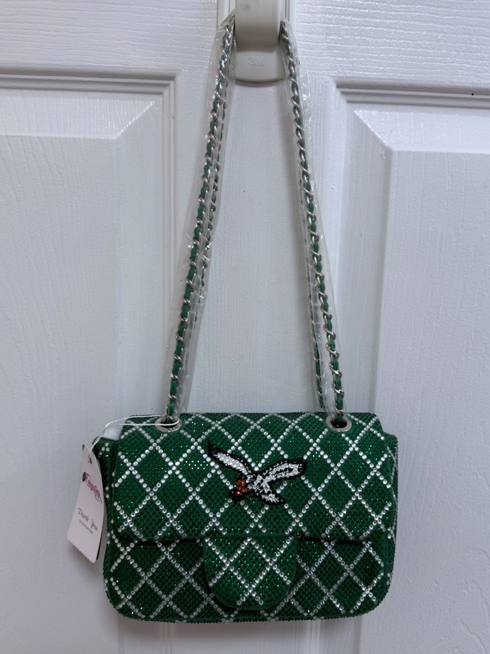 NWT NFL Philadelphia Eagles Green Crystal Crossbody Bag - Picture 3 of 4